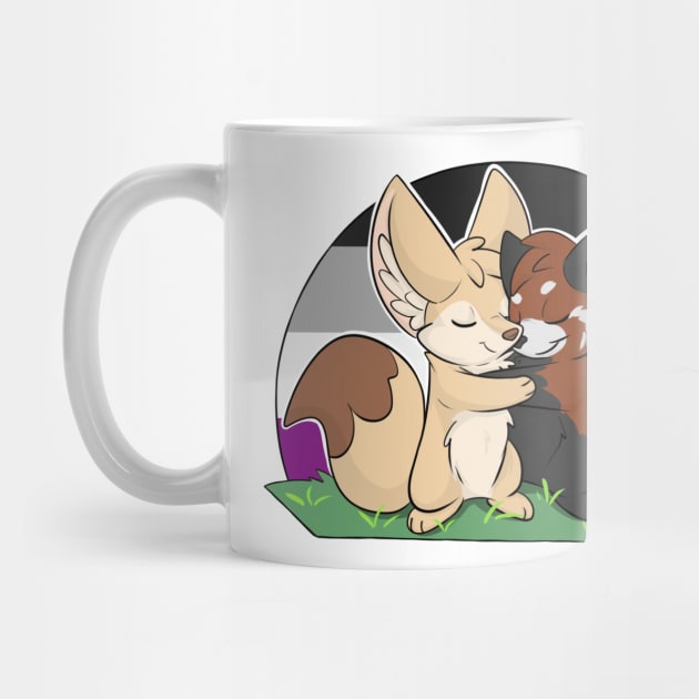 Asexual Pride - Hug Fennec Fox and Red Panda by Fennekfuchs